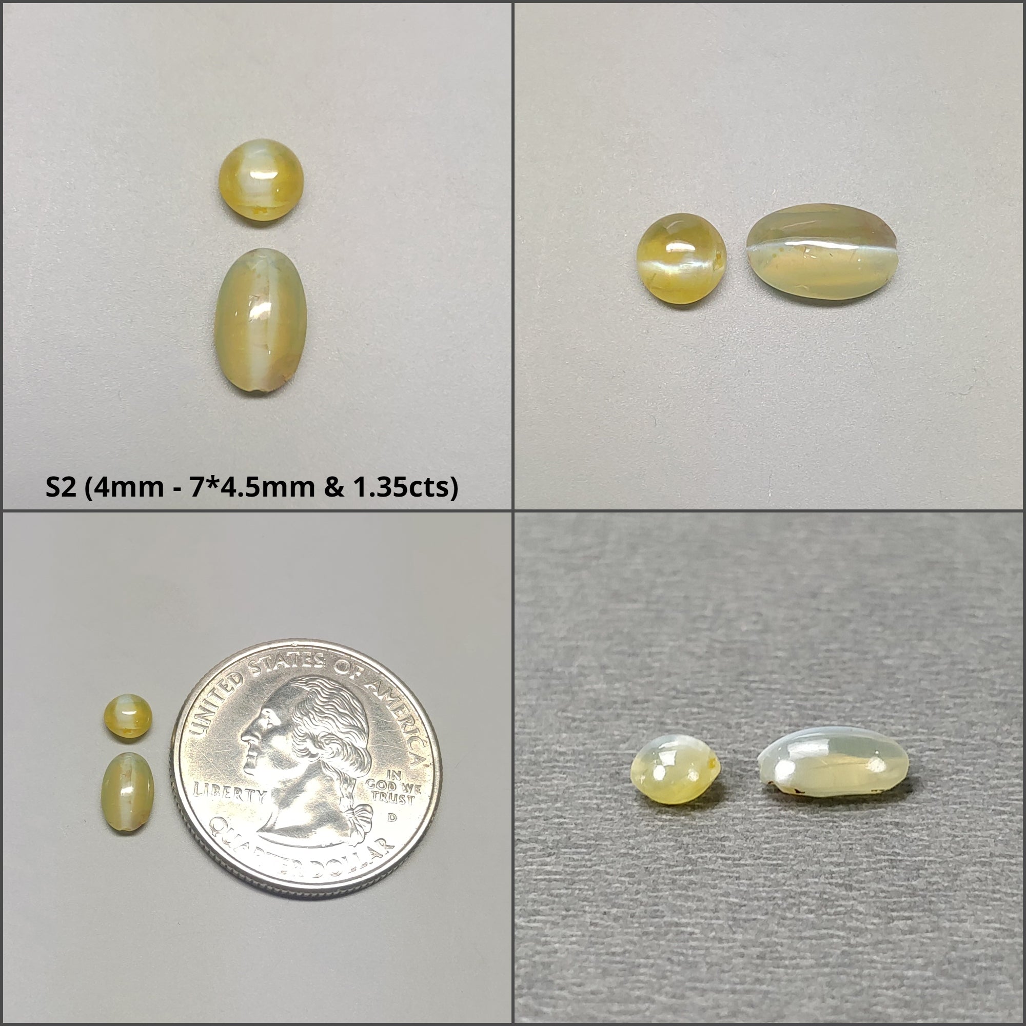 Natural Untreated Chrysoberyl Cat's Eye Gemstone Cabochon - Round & Oval Shapes (2pcs, 3pcs, 6pcs, 10pcs) | Healing Crystal for Jewelry Making, Meditation & Energy Work