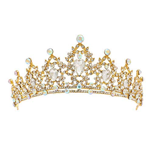 Elegant Rose Gold Crystal Wedding Tiara & Rhinestone Necklace Set - Bridal Crown with Side Combs & Hairband for Bride, Bridesmaid, Prom - Perfect for Weddings, Parties, Special Occasions (Rose Gold Clear)