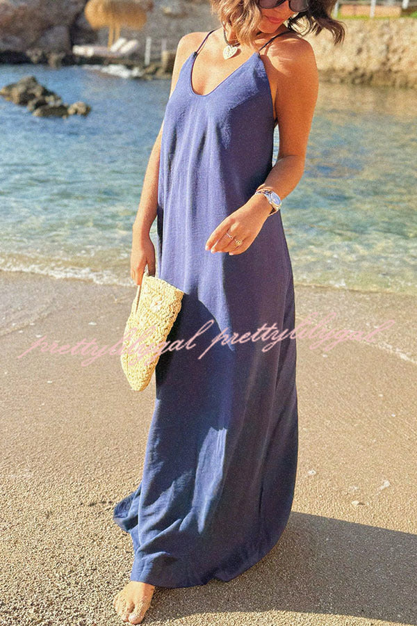 Sunny Beach Straps Beaded Backless Slit Maxi Dress - Boho Chic Summer Dress for Vacations, Weddings & Beach Parties