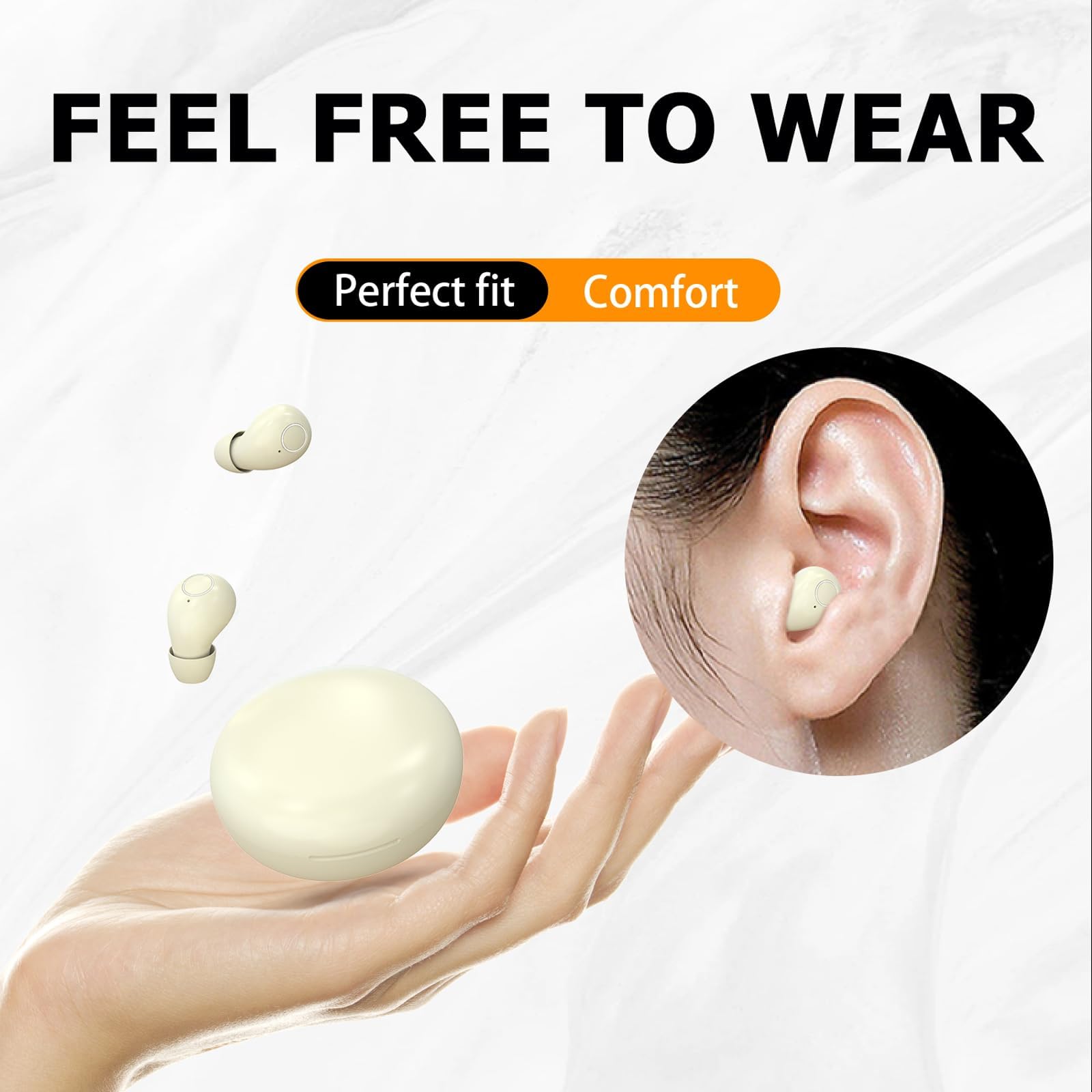 Smallest Invisible Mini Wireless Bluetooth Earbuds - Tiny Discreet Hidden Earbuds for Small Ear Canals, Comfortable In-Ear Headphones for Work, Side Sleepers & Night Use - Wireless Earphones for Sleeping, Office & Travel