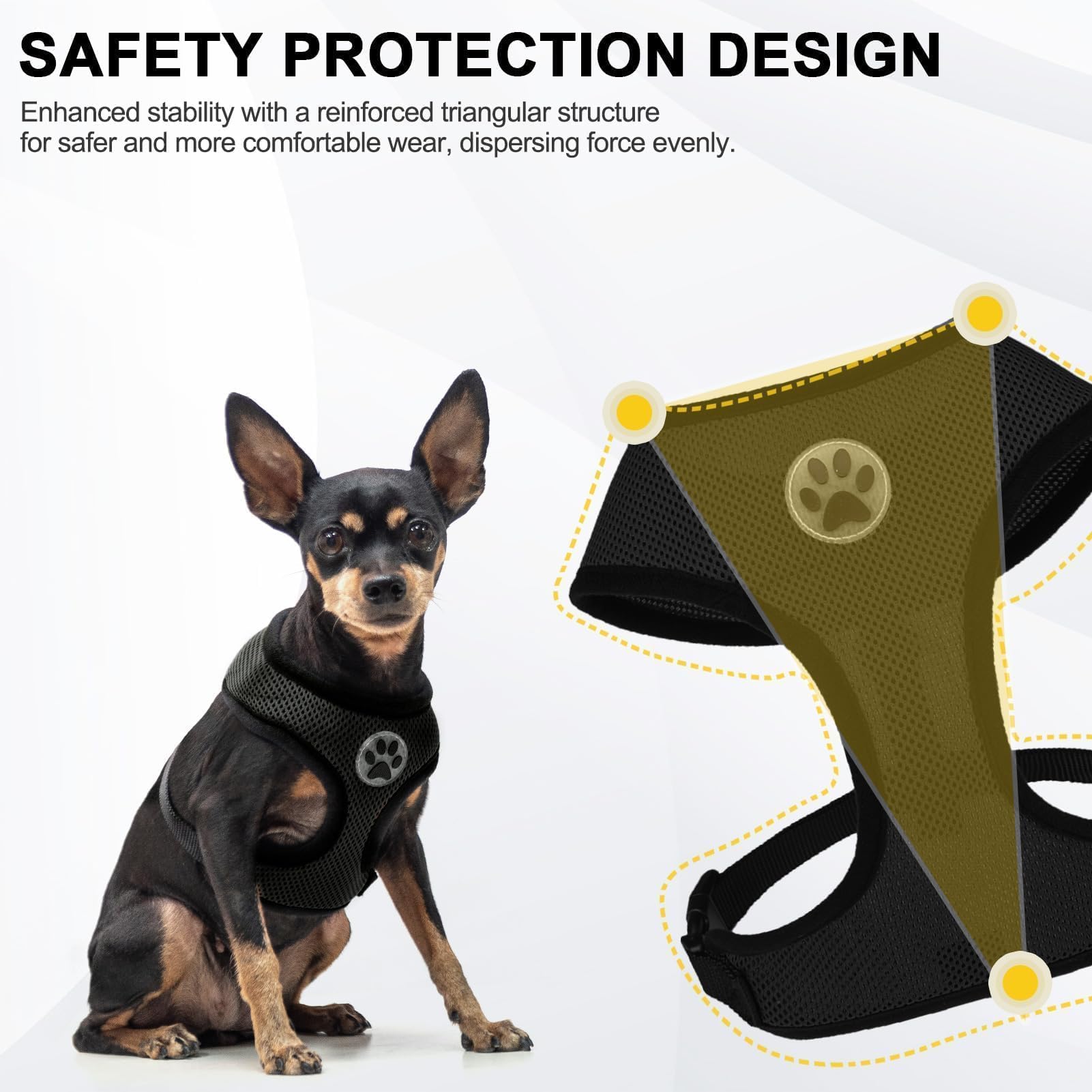 BINGPET Small Dog Harness - Breathable Mesh No-Pull Adjustable Vest for Puppies & Cats - Comfortable Pet Harness for Small to Medium Dogs - Perfect for Walking, Hiking, and Outdoor Adventures