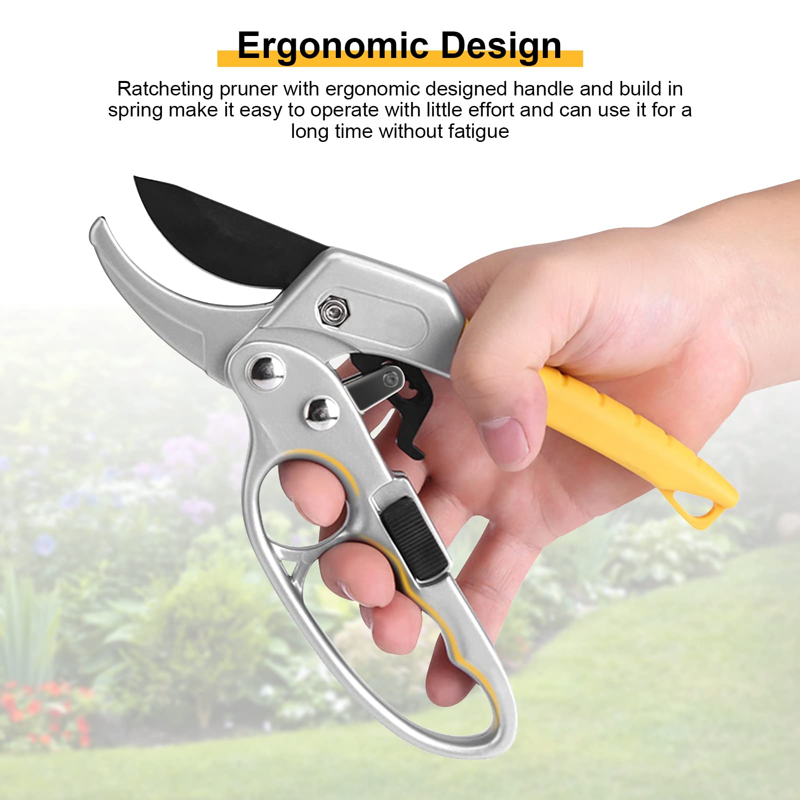 Professional High Carbon Steel Pruning Shears - Sharp Garden Clippers & Hand Pruners for Trimming Branches, Plants, and Shrubs | Ideal for Gardening, Landscaping, and Yard Maintenance