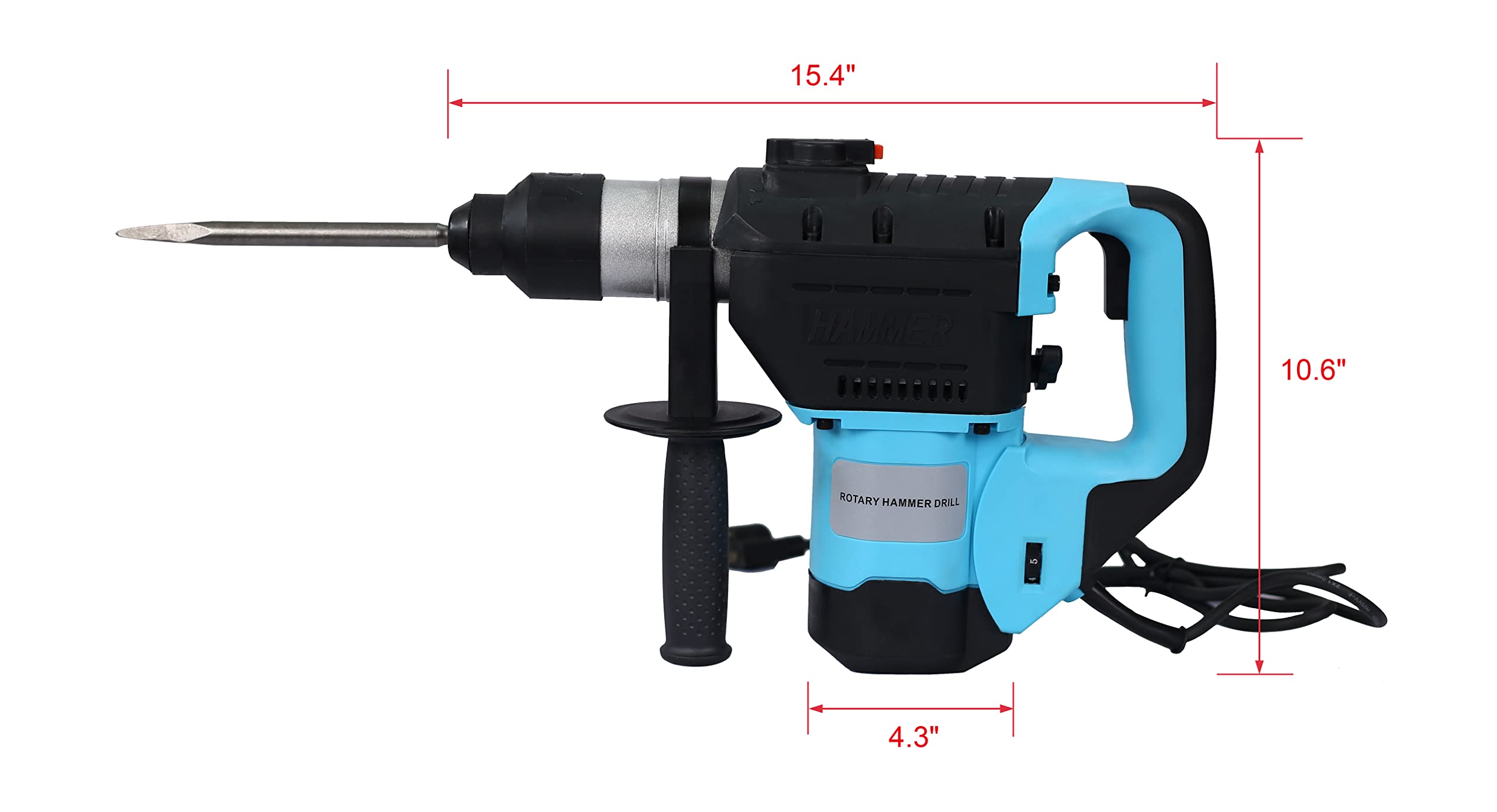 1100W SDS Plus Rotary Hammer Drill with Vibration Control - 3 Function Concrete Demolition Hammer (1-1/2