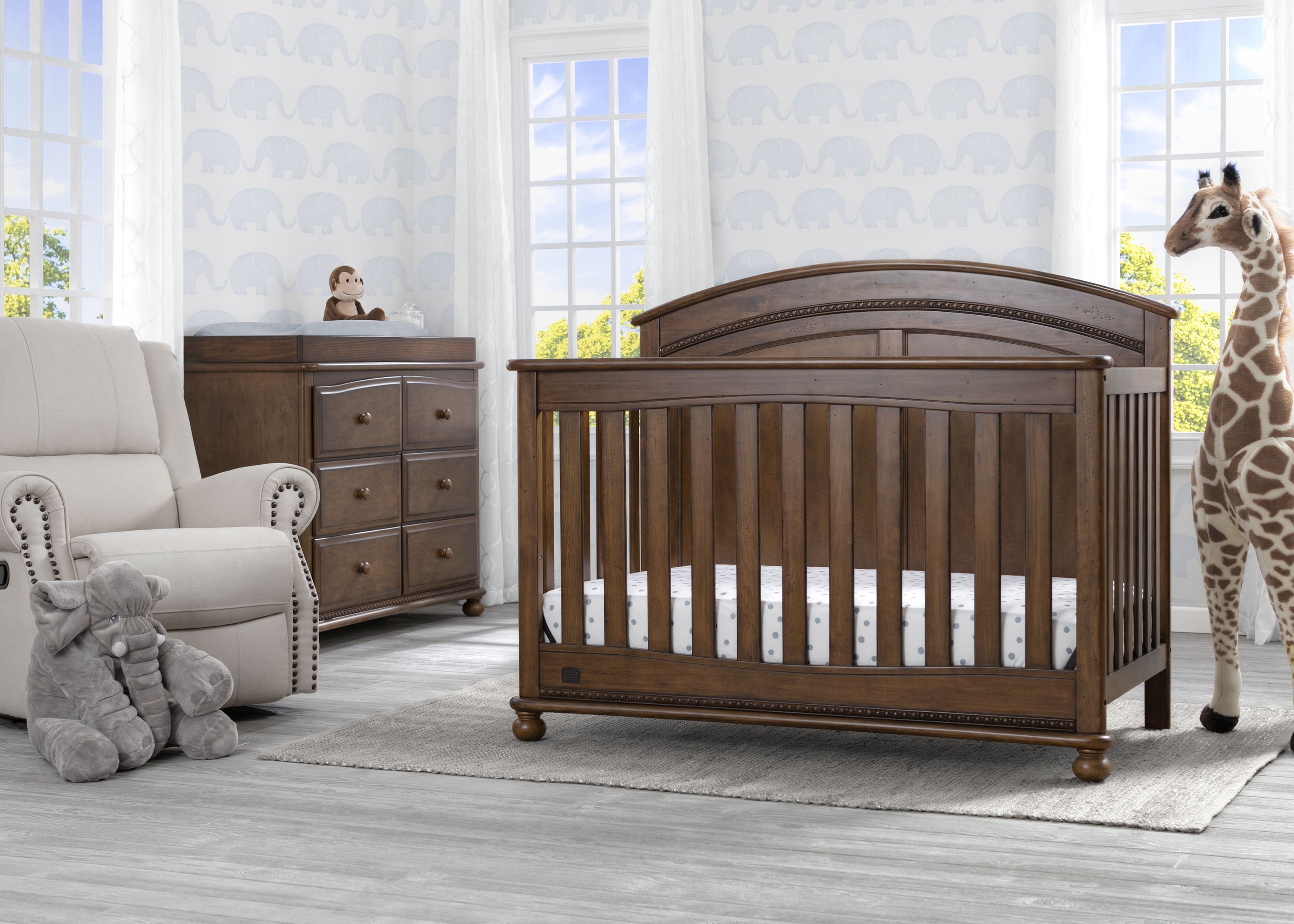 Ainsworth 4-in-1 Convertible Baby Crib - Toddler Bed, Daybed & Full-Size Bed - Safe Nursery Furniture for Newborns & Kids - Perfect for Bedrooms & Daycare Centers