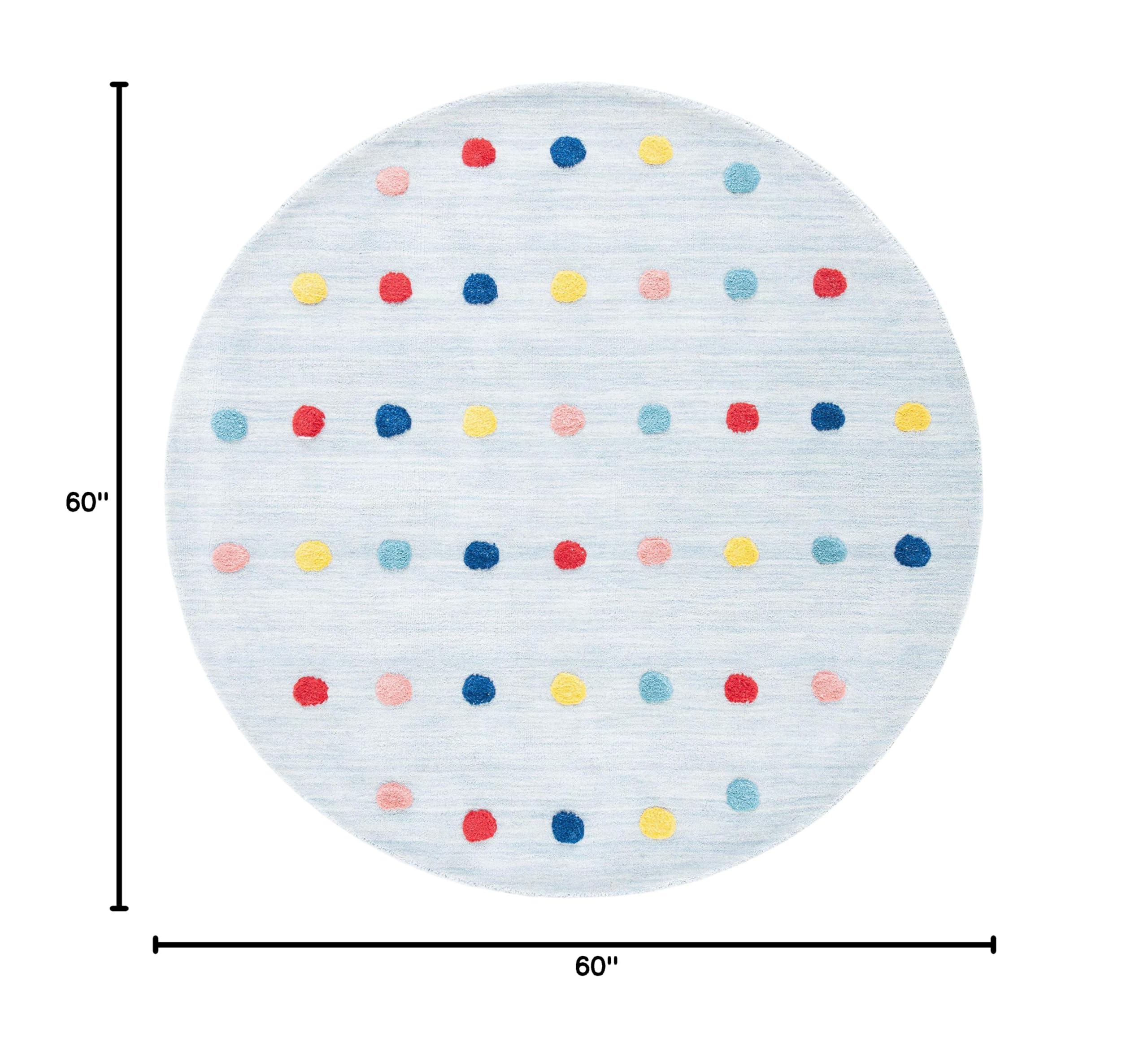 SAFAVIEH Kids Collection 5' Round Grey SFK803F Handmade Polka Dot Wool Area Rug - Soft Playroom Rug for Nursery, Bedroom & Kids' Room Decor