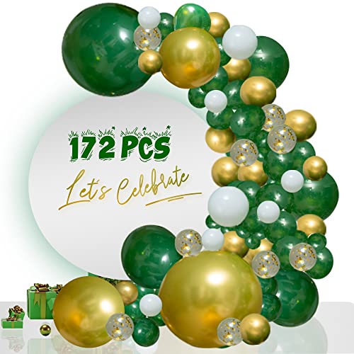Green, Metallic Gold, White, Confetti