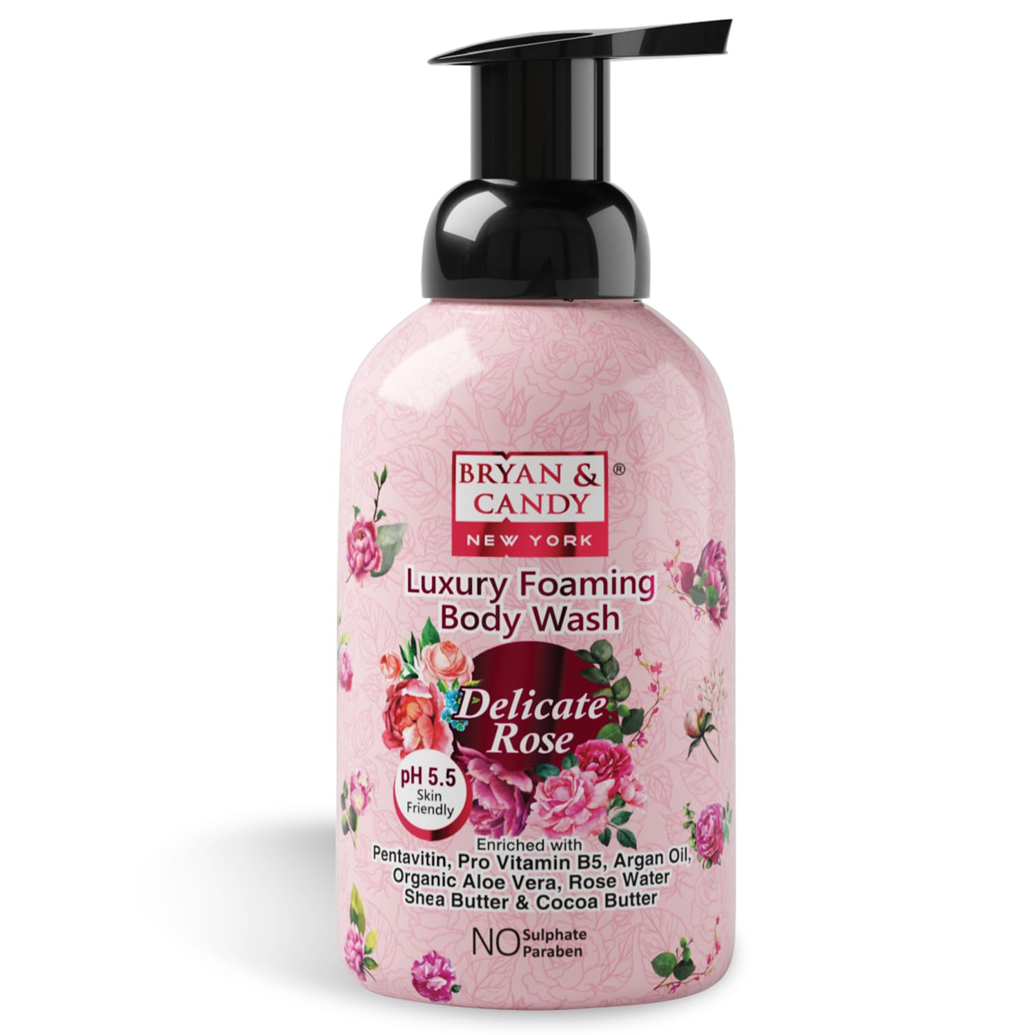 Luxury Foaming Body Wash with Pentavitin, Pro Vitamin B5 & Argan Oil - pH 5.5 for All Skin Types - 400ml Delicate Rose Scent - Hydrating & Nourishing Shower Gel for Dry, Sensitive Skin - Perfect for Daily Use, Spa Days & Gift Giving