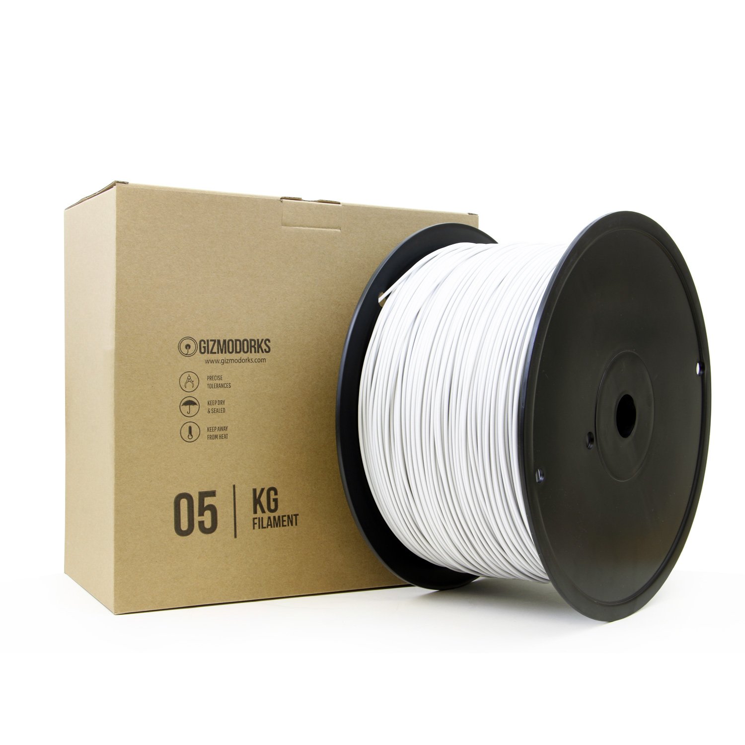 Gizmo Dorks 1.75mm White HIPS Filament for 3D Printers - 5kg Spool - High Impact Polystyrene for Smooth Printing - Ideal for Prototyping, Models & DIY Projects