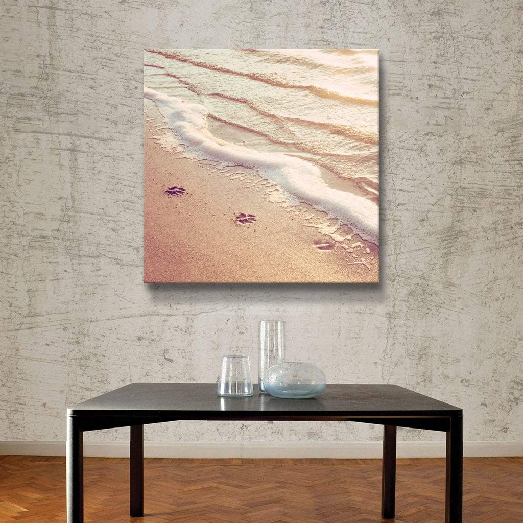 ArtWall Paw Prints Gallery Wrapped Canvas 14 x 14 Inch - Modern Pet Lover Wall Art for Living Room, Bedroom & Office Decor