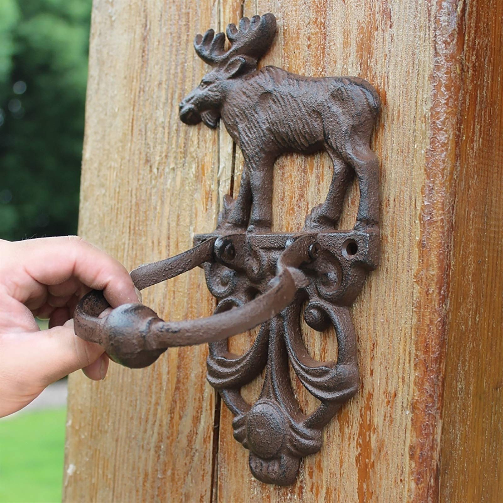 Antique Cast Iron Elk Door Knocker - Vintage Style PVC Front Door Knocker Ring for Garden & Yard - Small Porch Door Decoration for Rustic Cabin, Farmhouse & Cottage Style Homes (Perfect for Outdoor Entryway Decor)