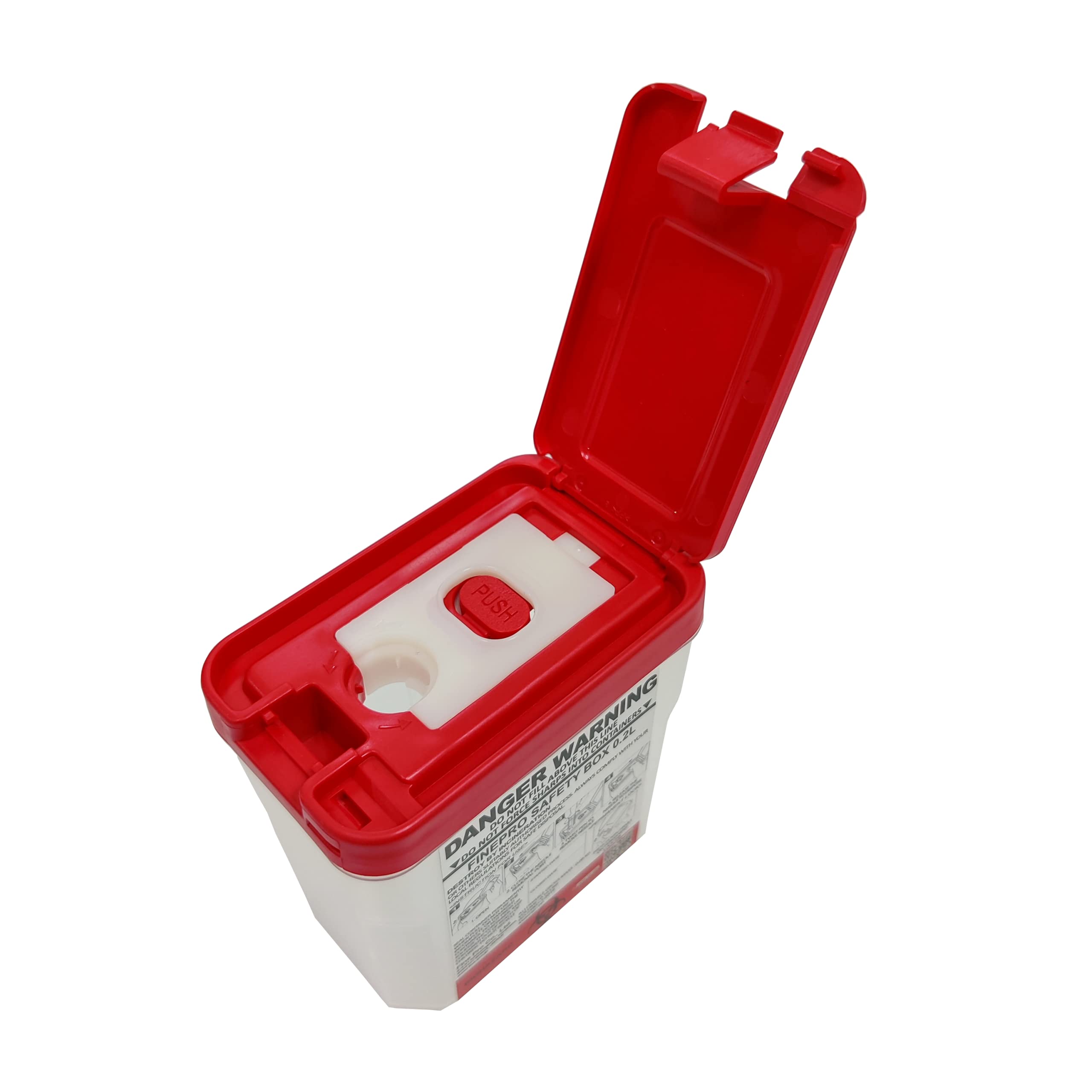0.2L Portable Diabetes Needle Disposal Container - Safe Sharps Disposal for Insulin Pens & Syringes (Red & Clear, Compact Travel Size) - Ideal for Home, Clinic & Travel Use