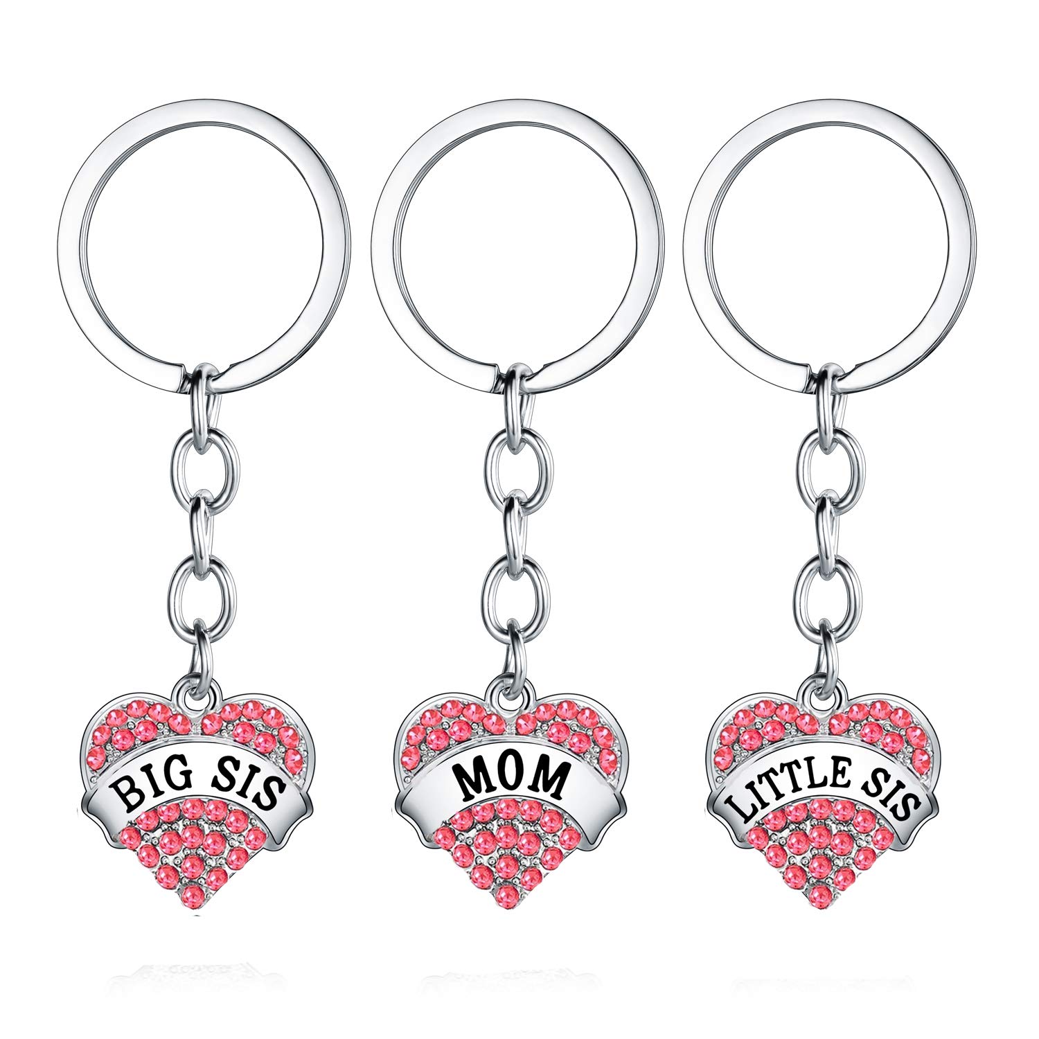 Big Sis Little Sis Necklace Set - Matching Crystal Heart Pendants for Sisters Gift