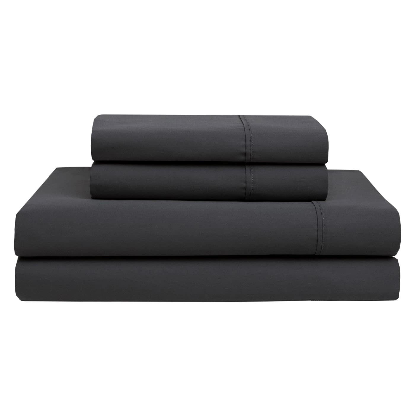 Rajlinen Giza Egyptian Cotton Sheets Set - 4 Piece Twin Size Bed Sheets with 18 Inch Deep Pocket - Premium Soft Breathable Bedding - Dark Grey - Perfect for Guest Rooms, Dorms & Cozy Bedrooms