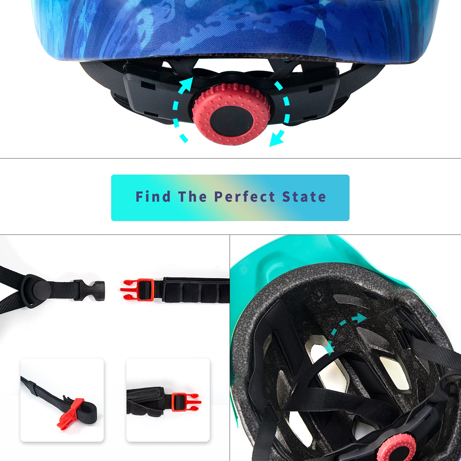 OnBros Kids Bike Helmet for Boys & Girls Ages 5-14 - Adjustable 50-57CM Lightweight Bicycle Helmet with Visor for Cycling, Skateboarding, Scooter & Mountain Biking - Perfect for School Commute & Outdoor Adventures