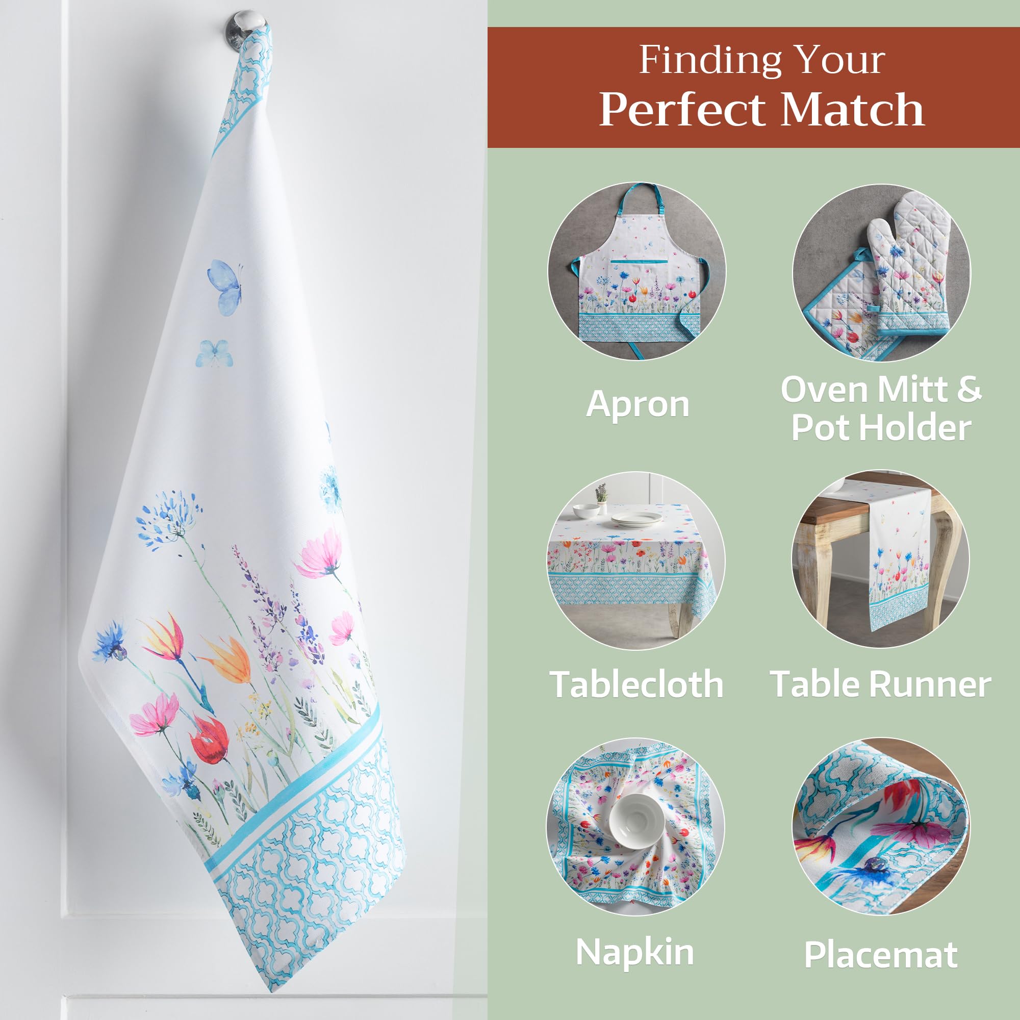 Premium 100% Cotton Kitchen Towels Set of 3 - Absorbent Dish Cloths 27.5