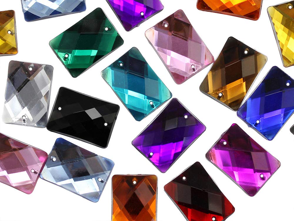 Allstarco 14x10mm Pink Light CH13 Flat Back Rectangle Sew-On Plastic Acrylic Rhinestones - 70pcs for DIY Crafts, Sewing, Clothing Embellishments, Costume Cosplay & Jewelry Making - Perfect for Dresses, Bags, and Accessories