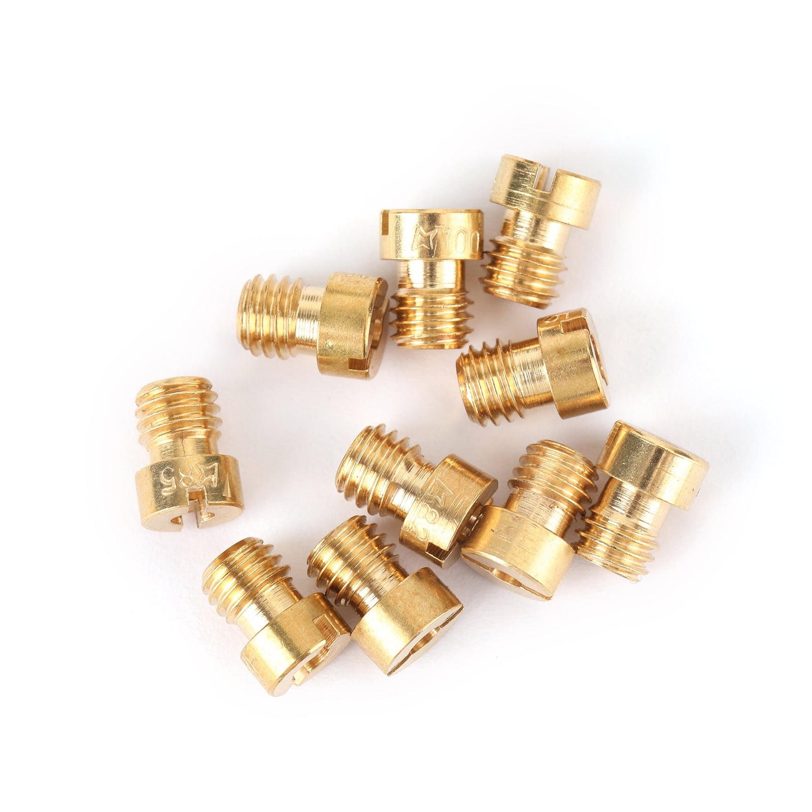 10-Pack Round Head Main Jet 5mm 82-105 for GY6 Motorcycle Scooter Carburetor PZ19 - Replacement Fuel Jets for 50cc 125cc 150cc Engines - Perfect for Carburetor Tuning, Performance Upgrades & Engine Maintenance