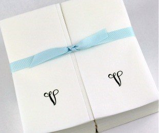 Personalized Black Script Initial V Disposable Linen Guest Hand Towels with Ribbon - 200 Count - Perfect for Weddings, Parties & Luxury Events