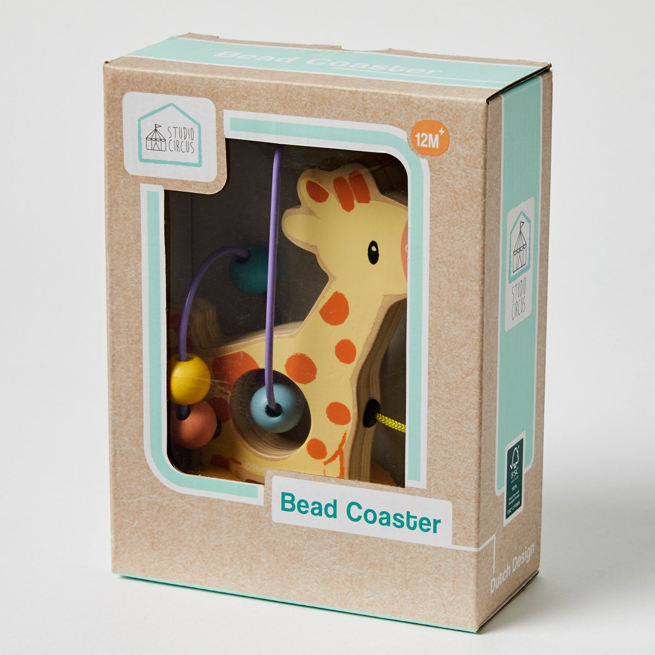 Studio Circus Giraffe Rolling Bead Coaster - Fun Wooden Toy for Kids & Adults - Perfect for Desks, Coffee Tables, and Stress Relief Play