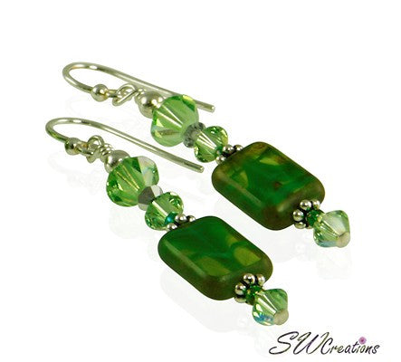 Olive Green Czech Glass Beaded Window Bracelet Set - Boho Chic Handmade Jewelry for Women, Perfect for Festivals, Weddings & Everyday Wear