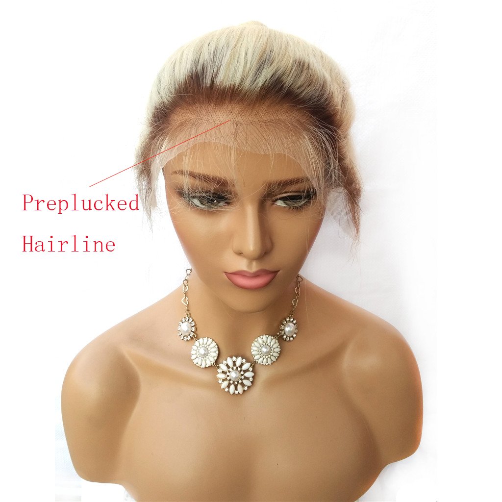 #4/613 Blonde Ombre Peruvian Virgin Human Hair Wigs for Women - Pre Plucked Baby Hair, Glueless Full Lace Wig, Straight 22 Inch | Natural Look for Daily Wear, Cosplay & Special Occasions