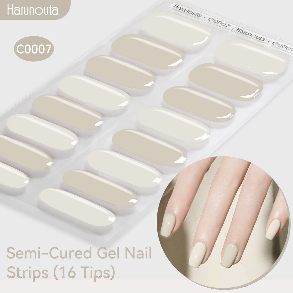 16 Tips Semi Cured Gel Nail Strips - Long Lasting DIY Nail Art Kit for Home Manicure | Perfect for Parties, Weddings & Special Occasions