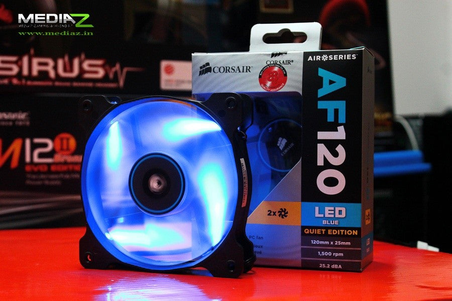 Corsair AF120 LED Quiet Edition High Airflow Cooling Fan - Single Pack, Blue LED - Perfect for PC Case Cooling & Gaming Rig Airflow Optimization