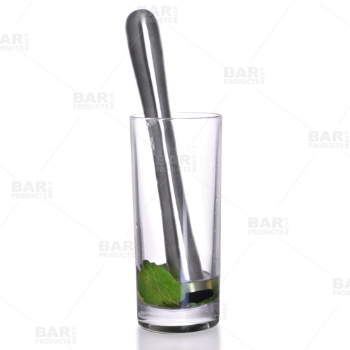 Premium BarConic® Stainless Steel Cocktail Muddler - Slim Design with Black Tenderizer Head for Mojitos, Old Fashioned & Home Bartending