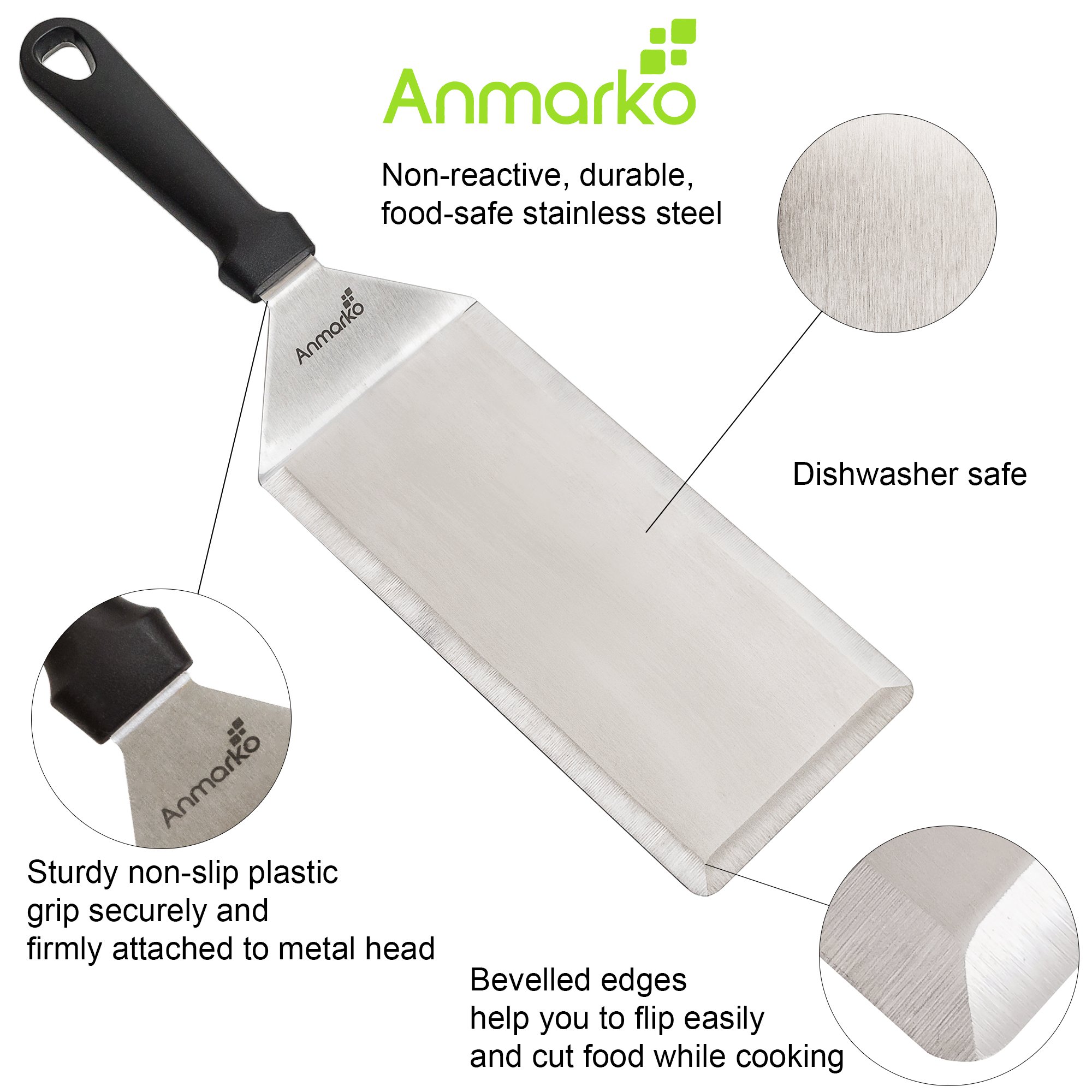Large 4x8 Inch Heavy Duty Metal Griddle Spatula - Professional Burger Smasher, Hamburger Turner & Pancake Flipper - Commercial Grade Grill Scraper for BBQ, Flat Top Griddles & Outdoor Cooking - Perfect for Backyard Grilling, Camping & Restaurant Use