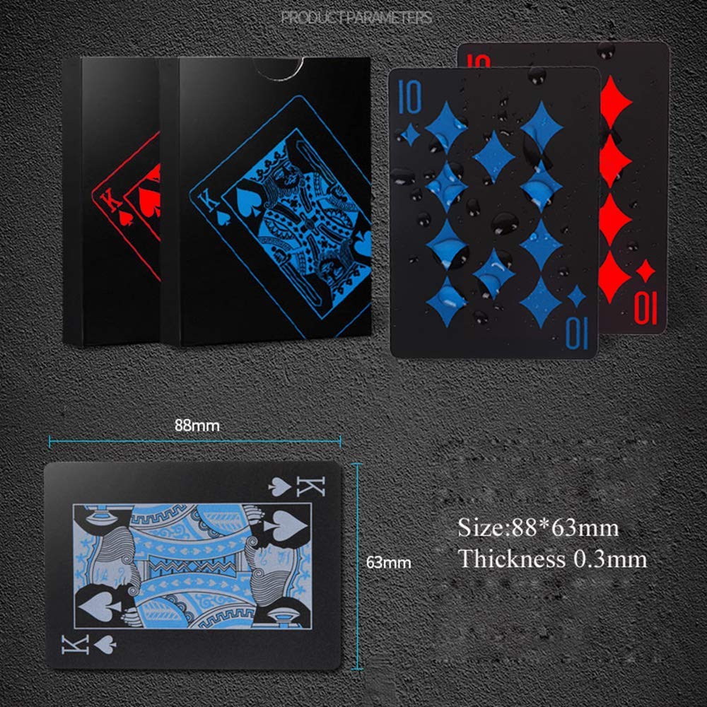 2 Pack Waterproof Plastic PVC Poker Cards - Flexible Classic Trick Playing Cards for Casino, Poker Nights, and Magic Shows