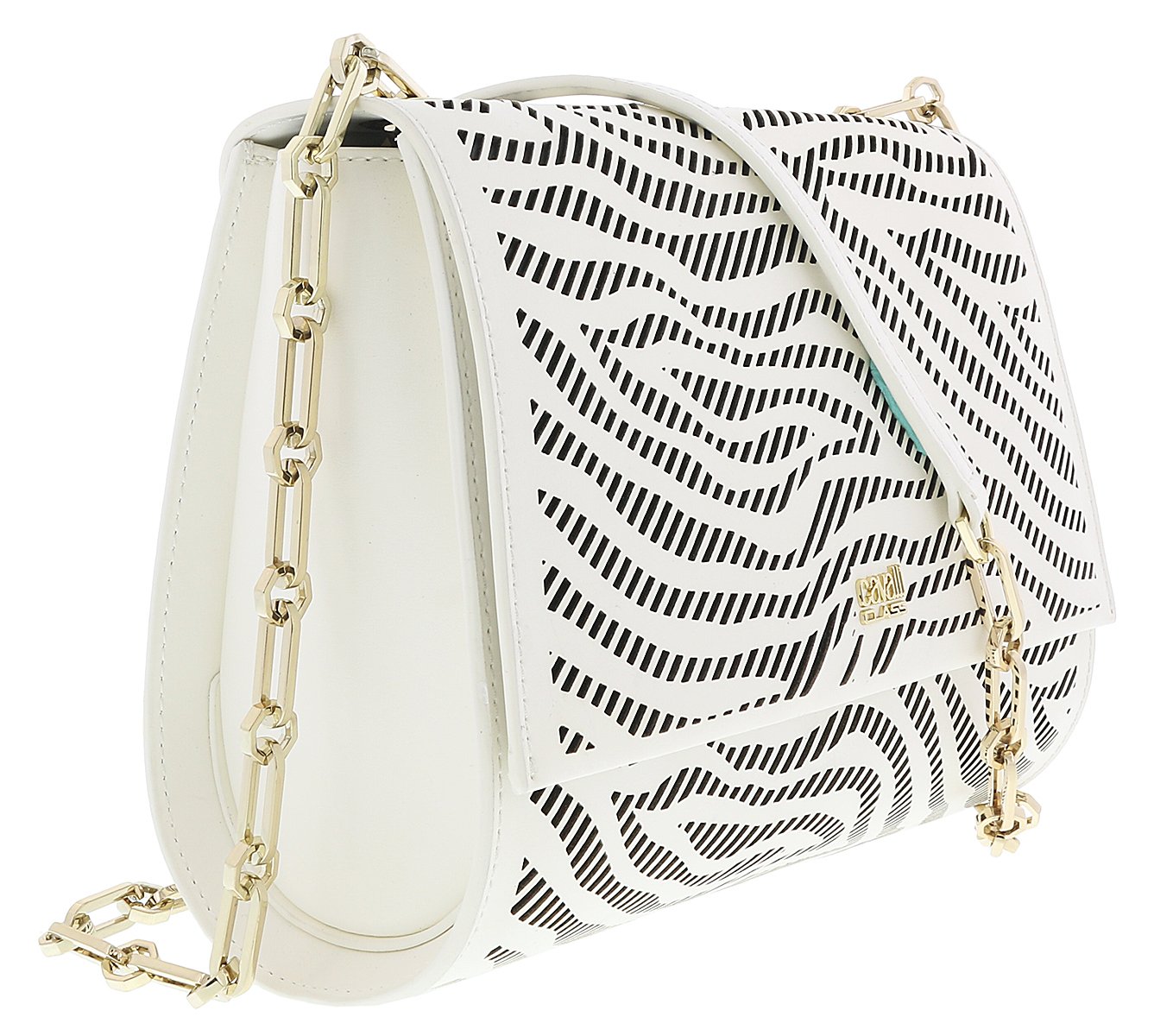 Roberto Cavalli GQLPAZ B20 White & Black Audrey 001 Small Shoulder Bag for Women | Luxury Designer Handbag for Evening Parties, Date Nights & Special Occasions