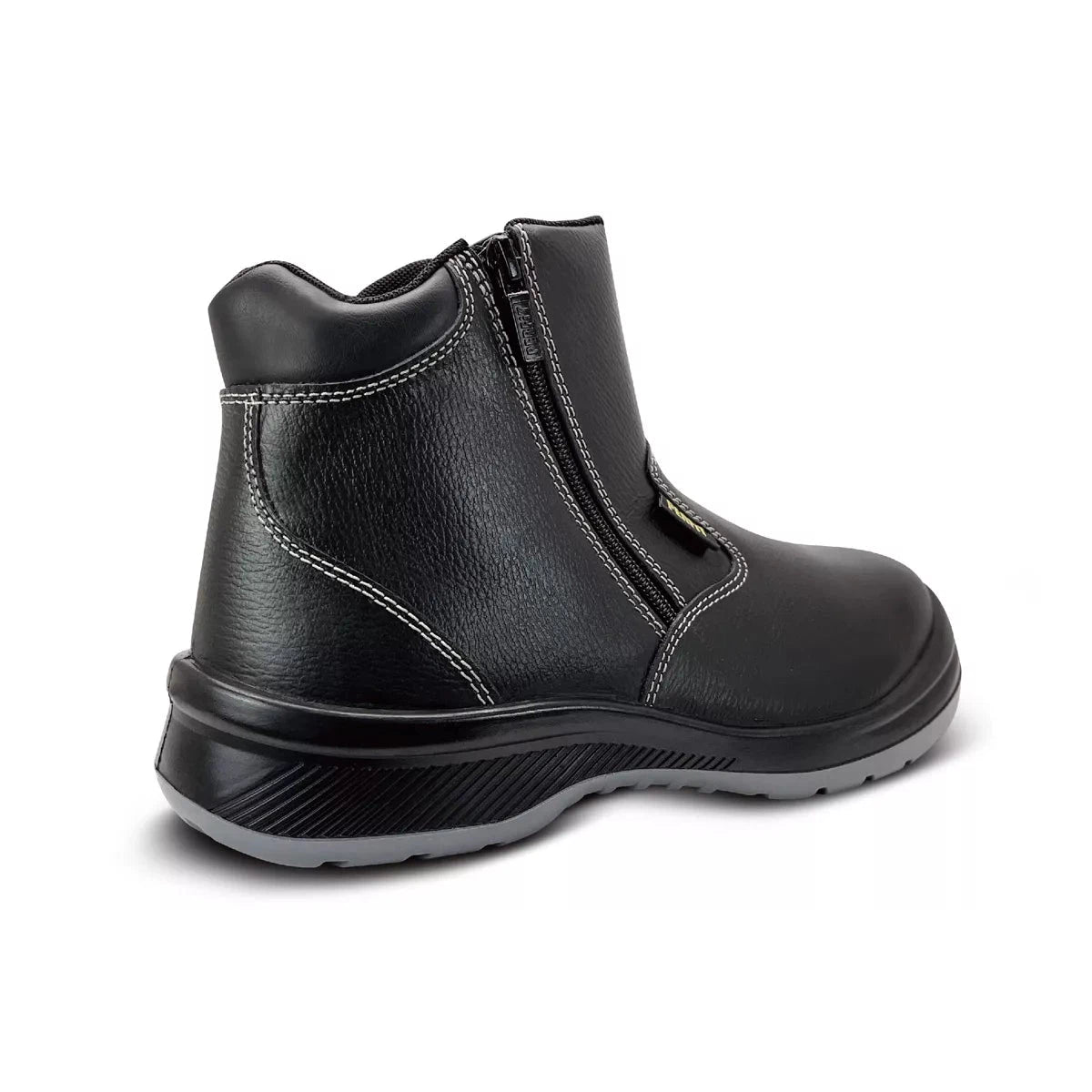 Perfit EIRENE SS513 EN ISO PFT PT 004 BK Safety Shoes - Dual Density Outsole, Leather & Steel Toe, Laced with Zipper - Ideal for Construction, Warehouse & Industrial Work