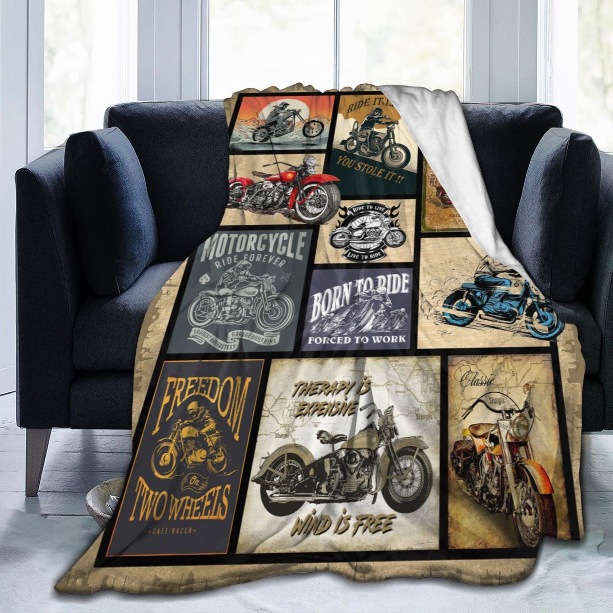Soft Plush Fleece Motorcycle Blanket for Men & Women - 60