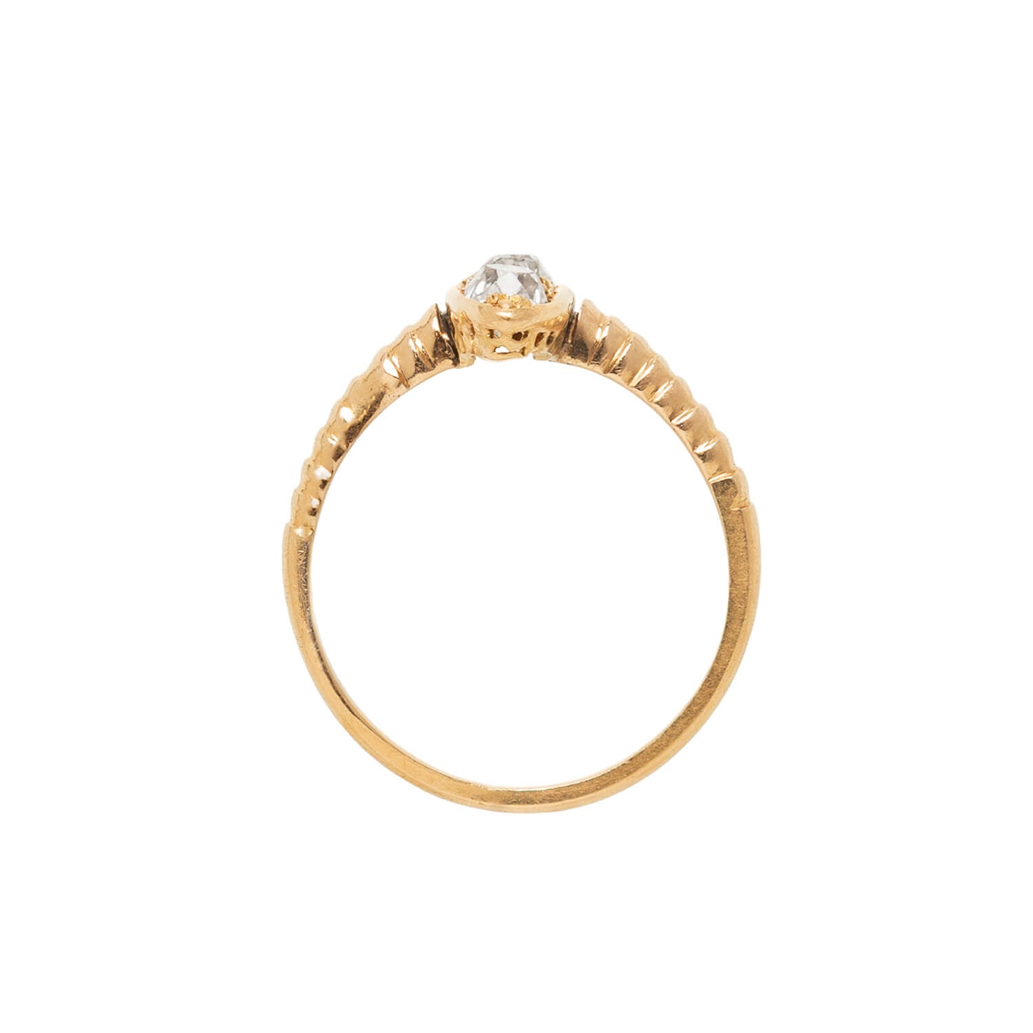 Vintage 18k Gold Mine Cut Diamond Three Stone Navette Ring - 0.65ctw Total Weight - Perfect for Engagement, Anniversary & Special Occasion Jewelry Gifts