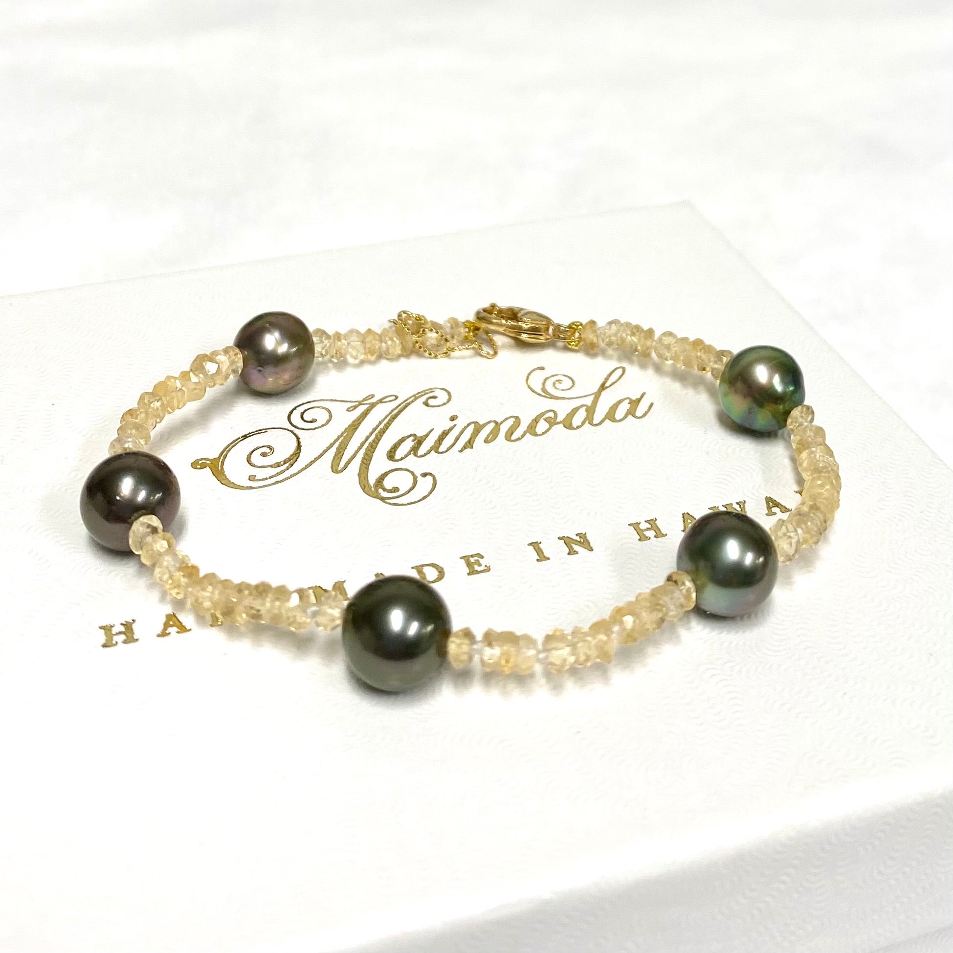ERIS Citrine & Tahitian Pearl Bracelet (B536) - Elegant Handmade Jewelry for Women, Perfect for Weddings, Parties & Special Occasions