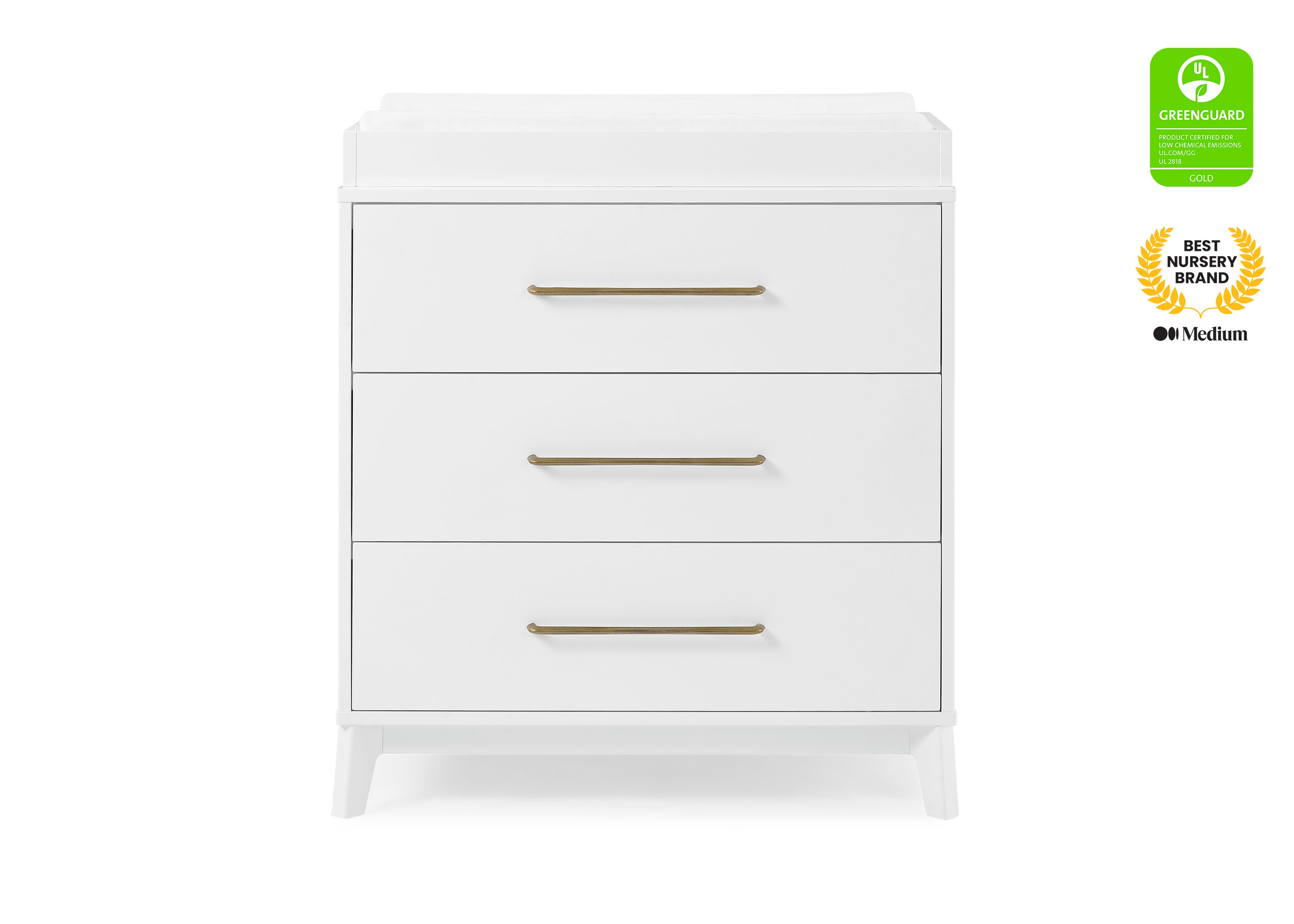 Spencer 3 Drawer Baby Dresser with Changing Table Top & Safety Interlocking Drawers - Perfect for Nursery Organization & Diaper Changing Station