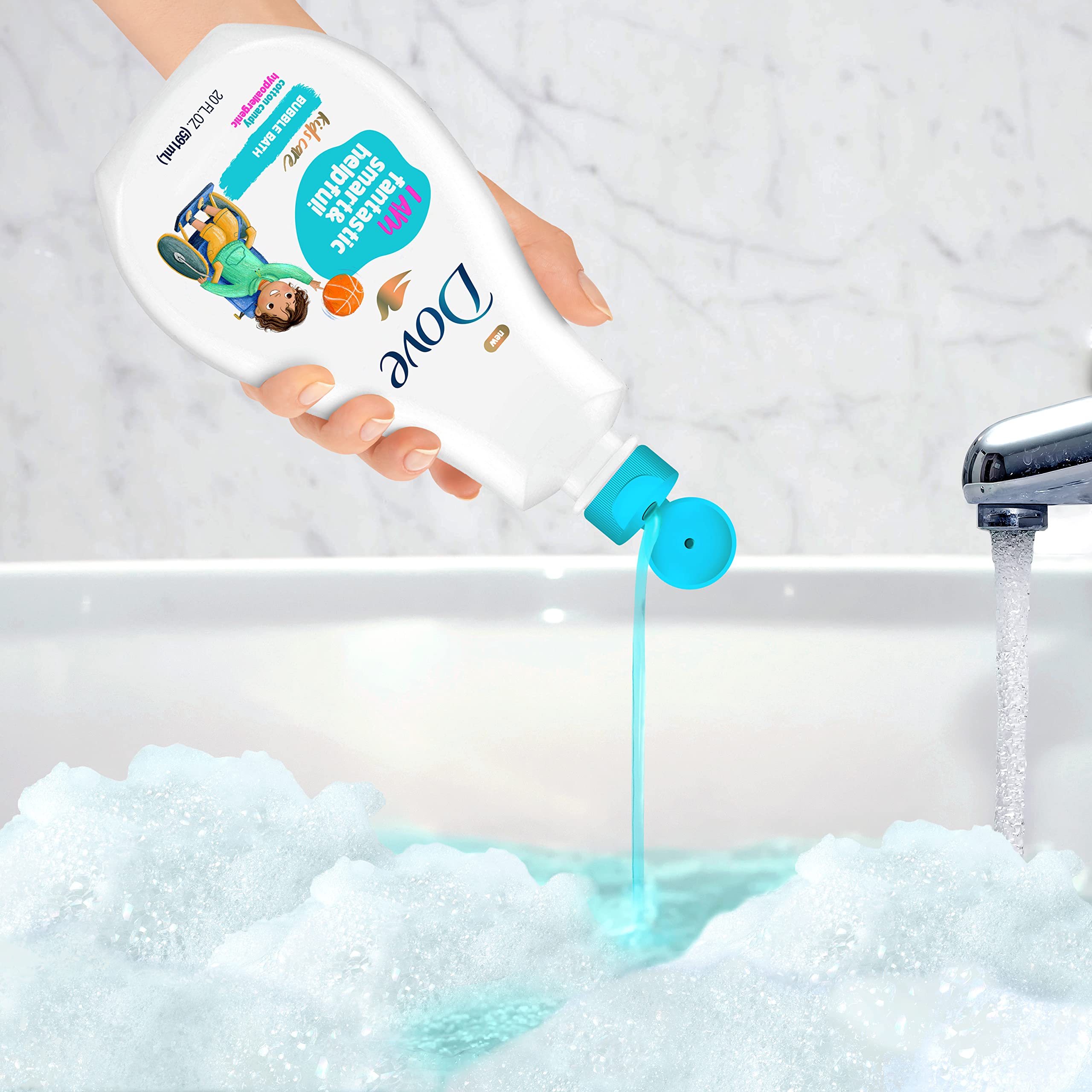 Dove Kids Bubble Bath - Hypoallergenic Cotton Candy 20oz | Gentle Bath Time Fun