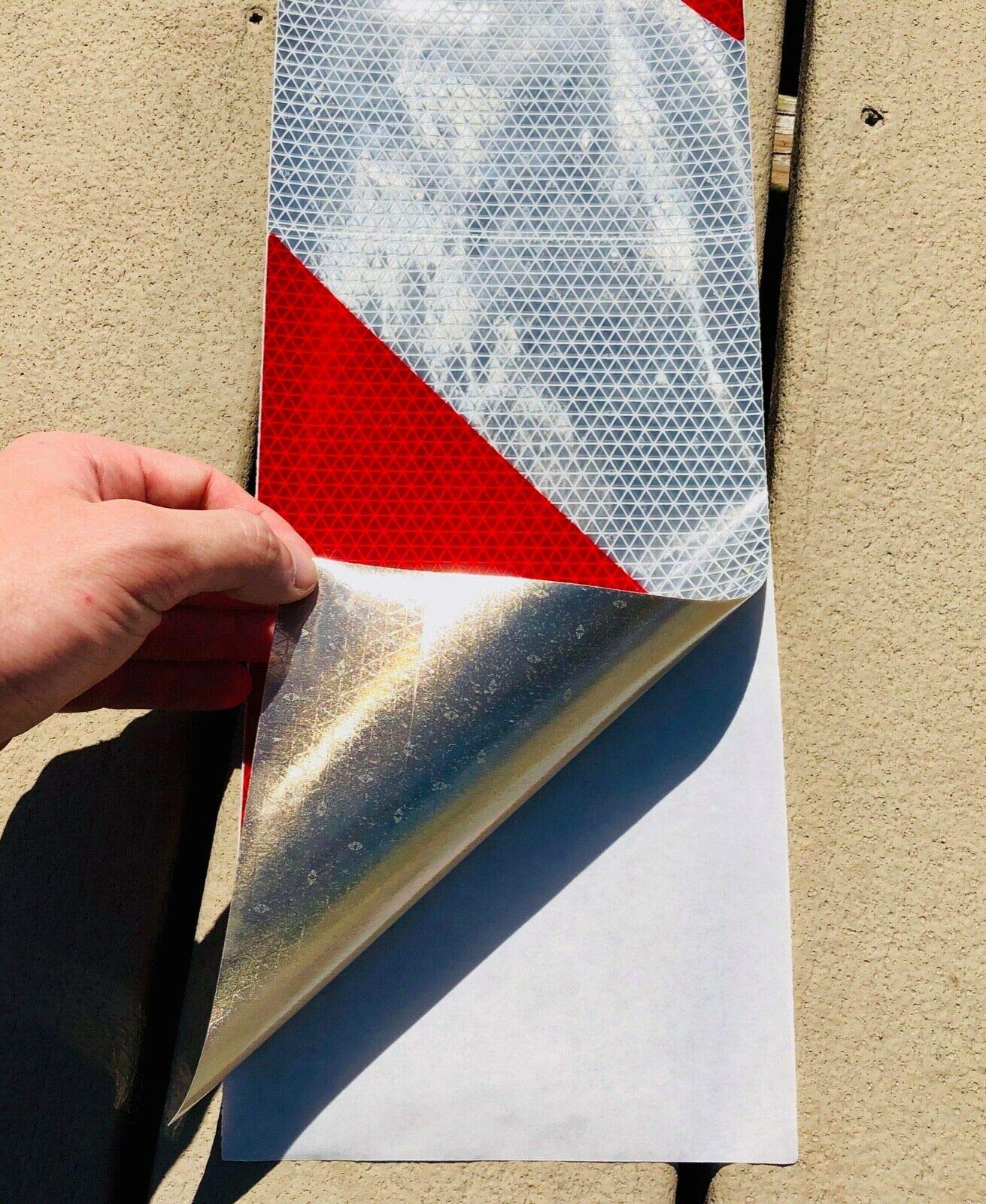 White & Red Reflective Chevron Safety Decal - High Visibility Rear Collision Protection (Multiple Sizes) | Orafol V98 Reflective Tape (750+ Candelas) | Perfect for Trucks, Trailers & Construction Vehicles