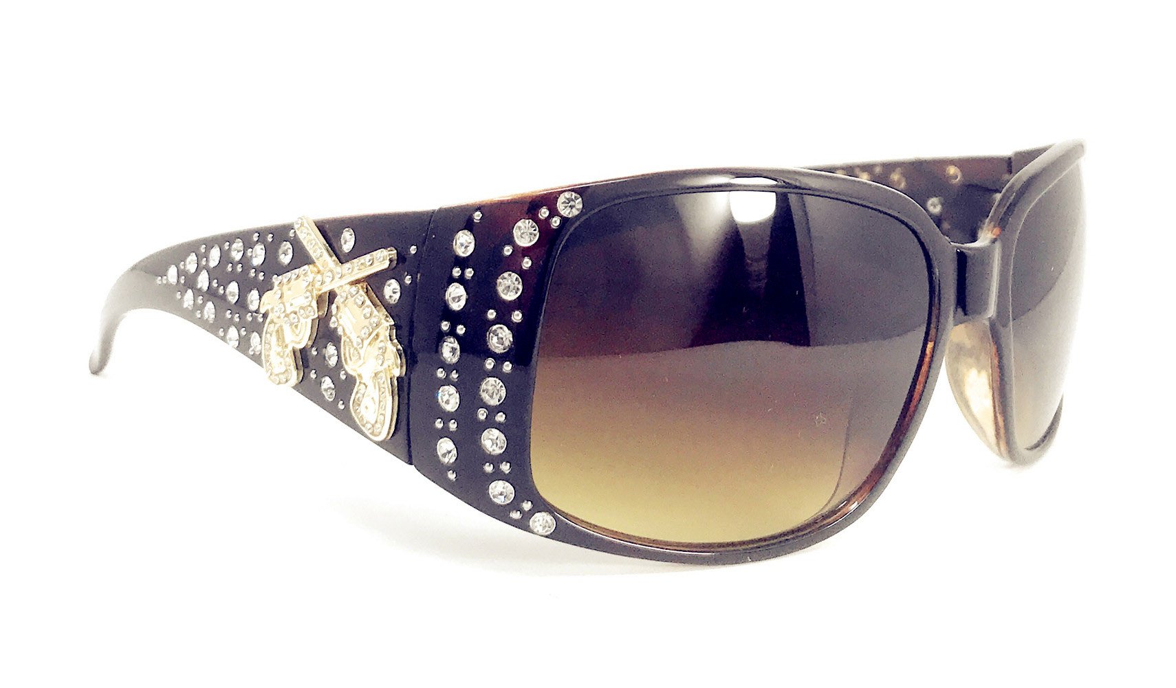 Texas West Women's Rhinestone Bling Sunglasses - UV 400 Protection Polarized PC Lenses - Multi Concho Design for Fashion & Outdoor Activities