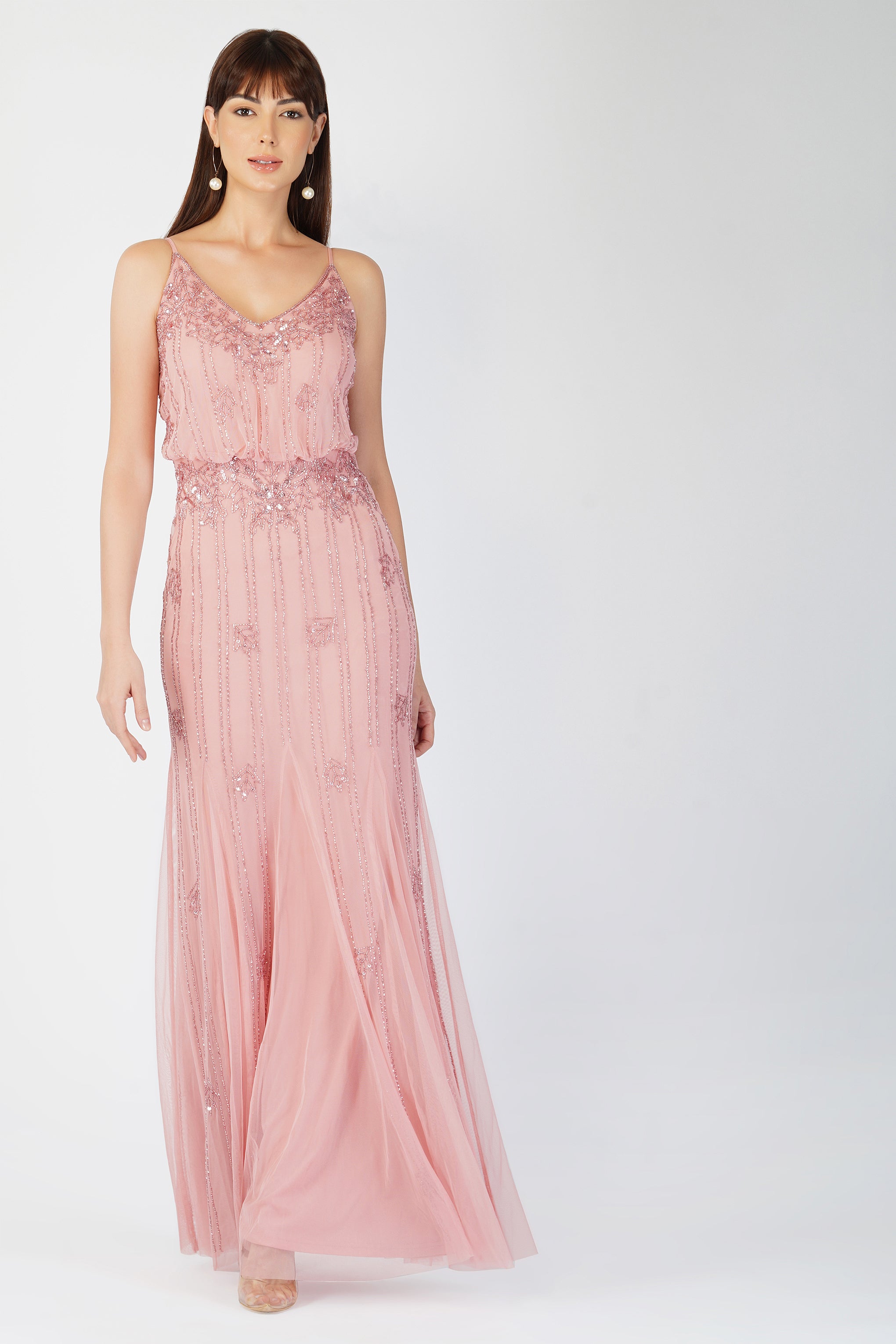 Elegant Keeva Dusty Pink Bridesmaid Dress - A-Line Floor Length Chiffon Gown for Weddings, Formal Events & Special Occasions