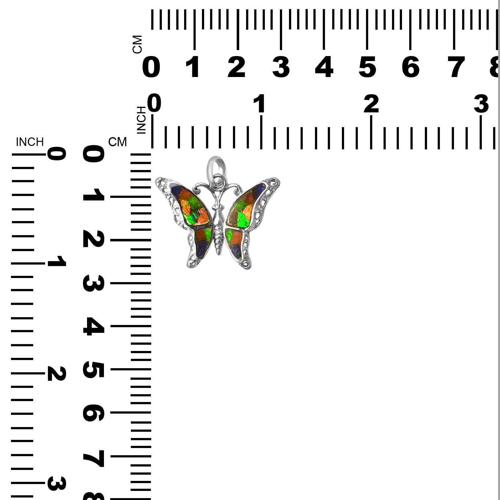 Starborn Ammolite & Sterling Silver Butterfly Pendant Necklace with Bail - Elegant Jewelry Gift for Women, Birthday, Anniversary & Special Occasions