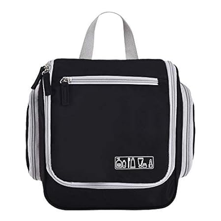 **Keetly Travel Makeup Bag - Waterproof Hanging Toiletry Organizer for Women & Men, Portable Cosmetic Case for Travel, Gym, Camping (Black)**