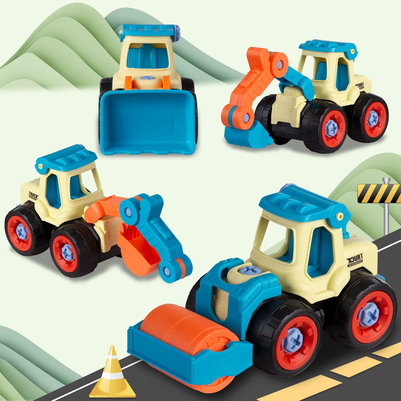 Best Beach Sand Toys for Toddlers Age 3-5 | Outdoor Sandbox Construction Set with Truck, Excavator & Bulldozer | STEM Learning Toys for 2 3 4 Year Old Boys & Girls | Perfect for Summer Beach Play, Backyard Sandpit & Sensory Development Activities (Blue)