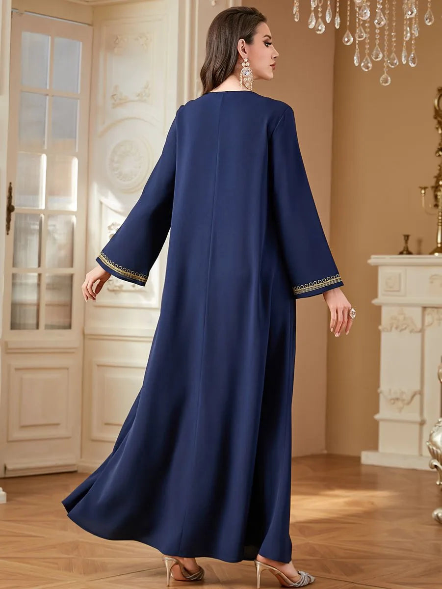 Elegant Beaded Embroidery Arab Eid Caftan Dress for Women - Perfect for Eid Celebrations, Weddings & Special Occasions