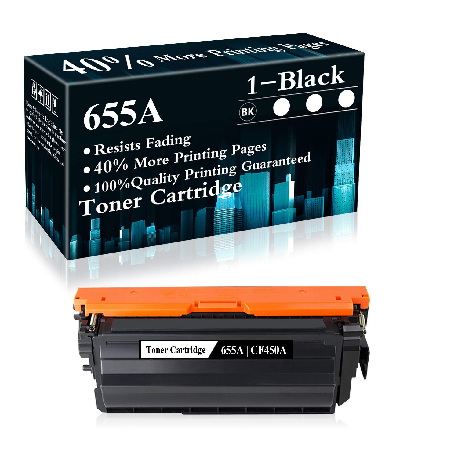 High-Quality 655A | CF450A Black Toner Cartridge Replacement for HP Color LaserJet Enterprise M652n/M652dn/M653dn/M653x/M653dh/MFP M681dh/MFP M681f/MFP M681z/MFP M682z Printers - Compatible with Office & Home Printing Needs