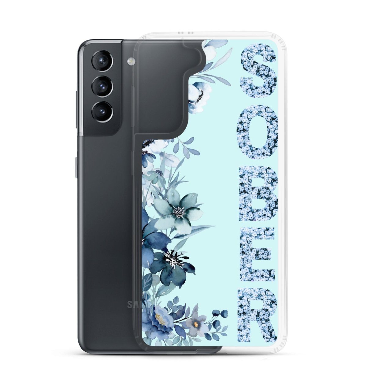 SOBER Blue Chinoiserie Samsung Phone Case - Clear Floral Design Protective Cover for Samsung Galaxy | Perfect for Everyday Use, Office & Travel
