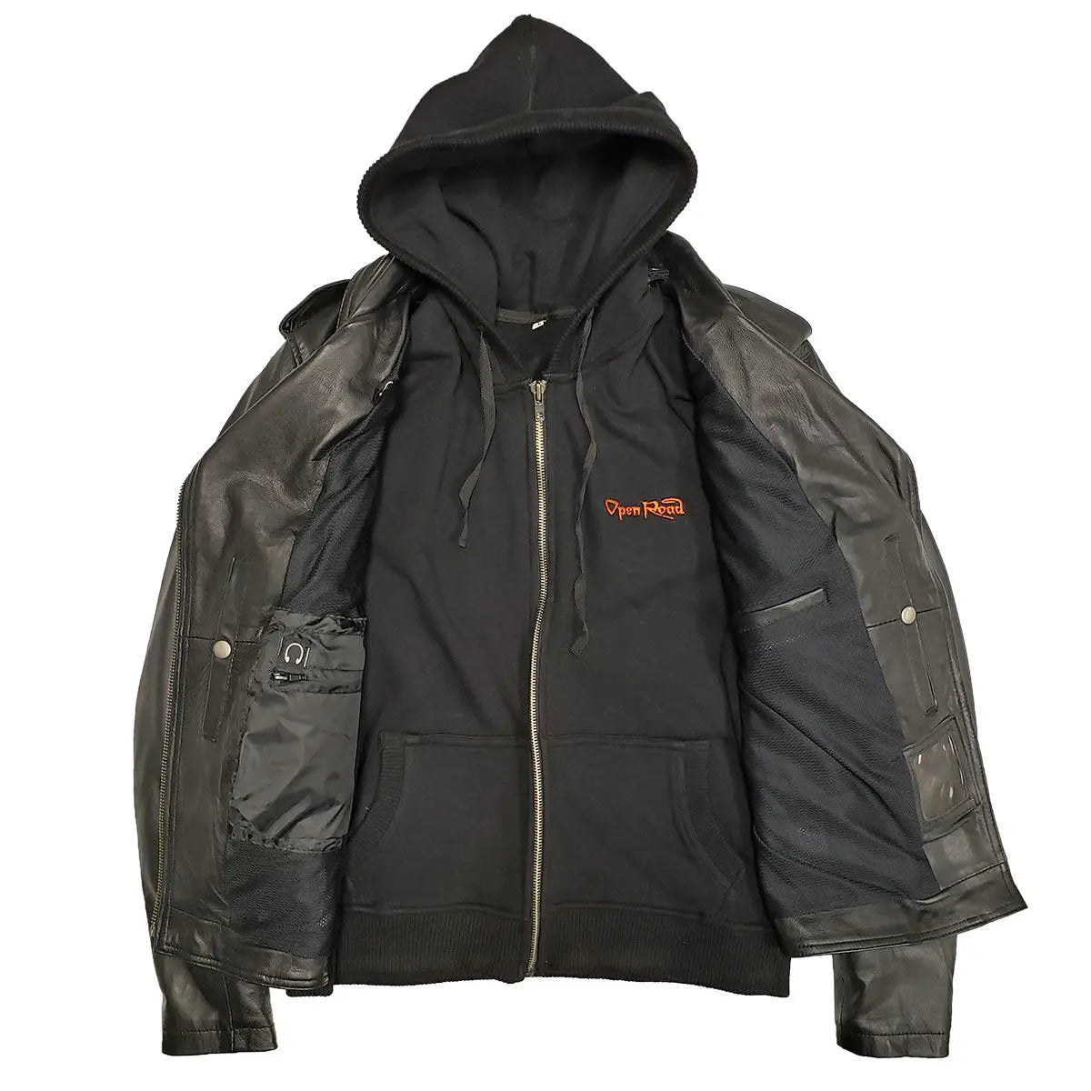 Open Road Women's Hooded Classic Leather Motorcycle Jacket - Stylish Biker Jacket for Riding & Casual Wear - Perfect for Motorcycle Enthusiasts & Fashion Lovers