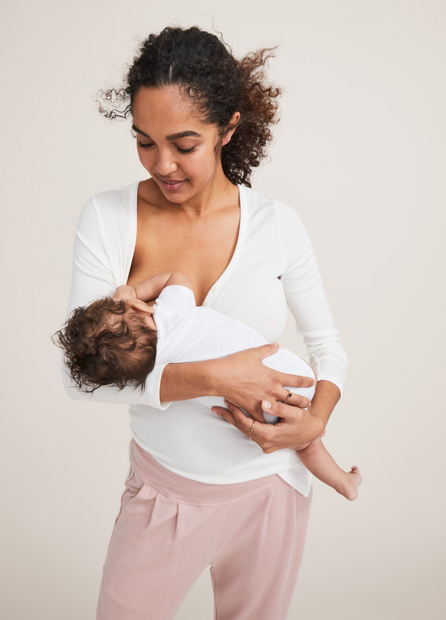 Ultra-Soft Ribbed Relaxed Nursing Henley Top for Women - Comfortable Maternity & Breastfeeding Shirt for Everyday Wear
