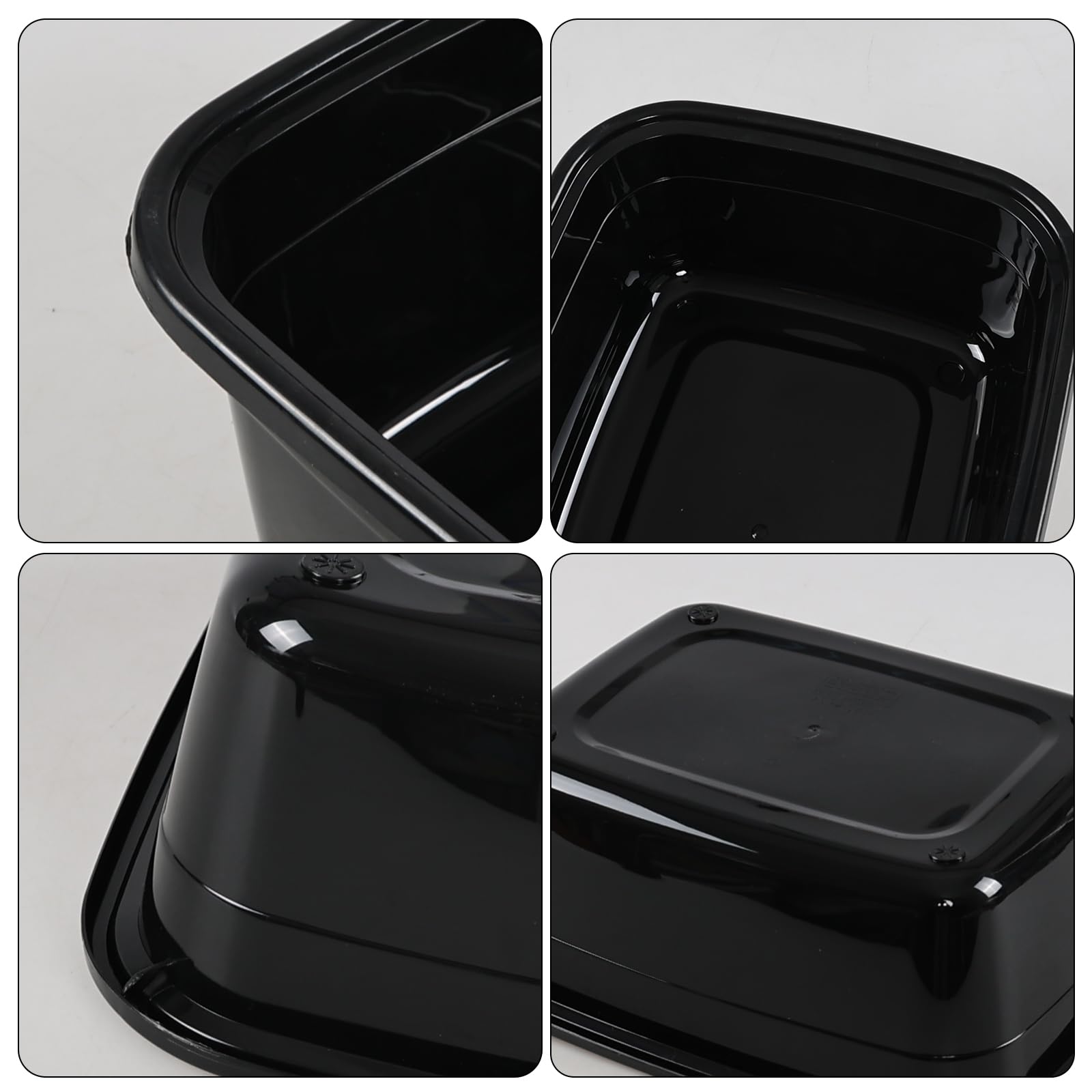 Ggbin 4-Pack 12 Quart Rectangular Plastic Wash Basin - Small Dishpan Wash Tub for Kitchen, Bathroom & Laundry - Durable Black Plastic Utility Tub for Washing Dishes, Clothes & Household Cleaning