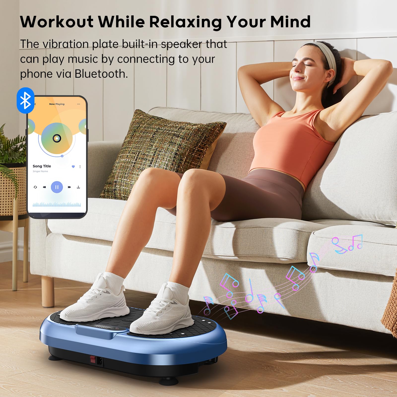 Vibration Plate Exercise Machine – Whole Body Vibration Platform with Bluetooth Speakers, Remote Control & Resistance Bands for Weight Loss, Toning & Lymphatic Drainage | Home Gym Workout Equipment for Fitness & Recovery